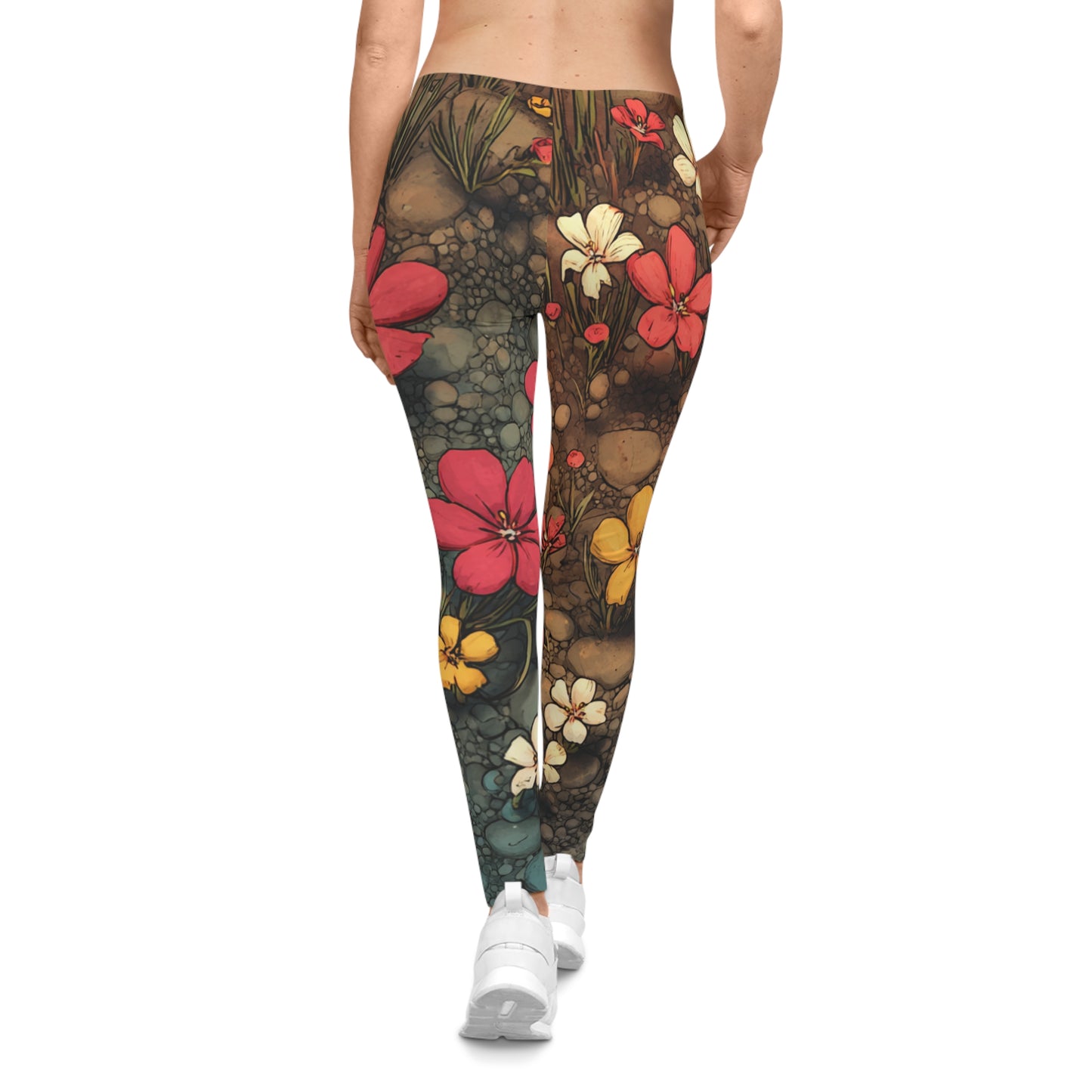Floral Meadow All-Over Print Leggings — Vintage Wildflower Pattern
