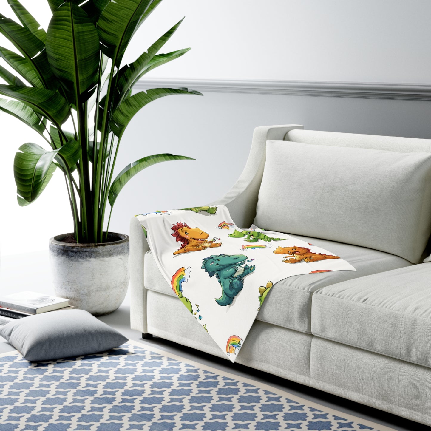 Cute Rainbow Dino Baby Swaddle Blanket — Soft Infant Swaddle with Colorful Dinosaur Print