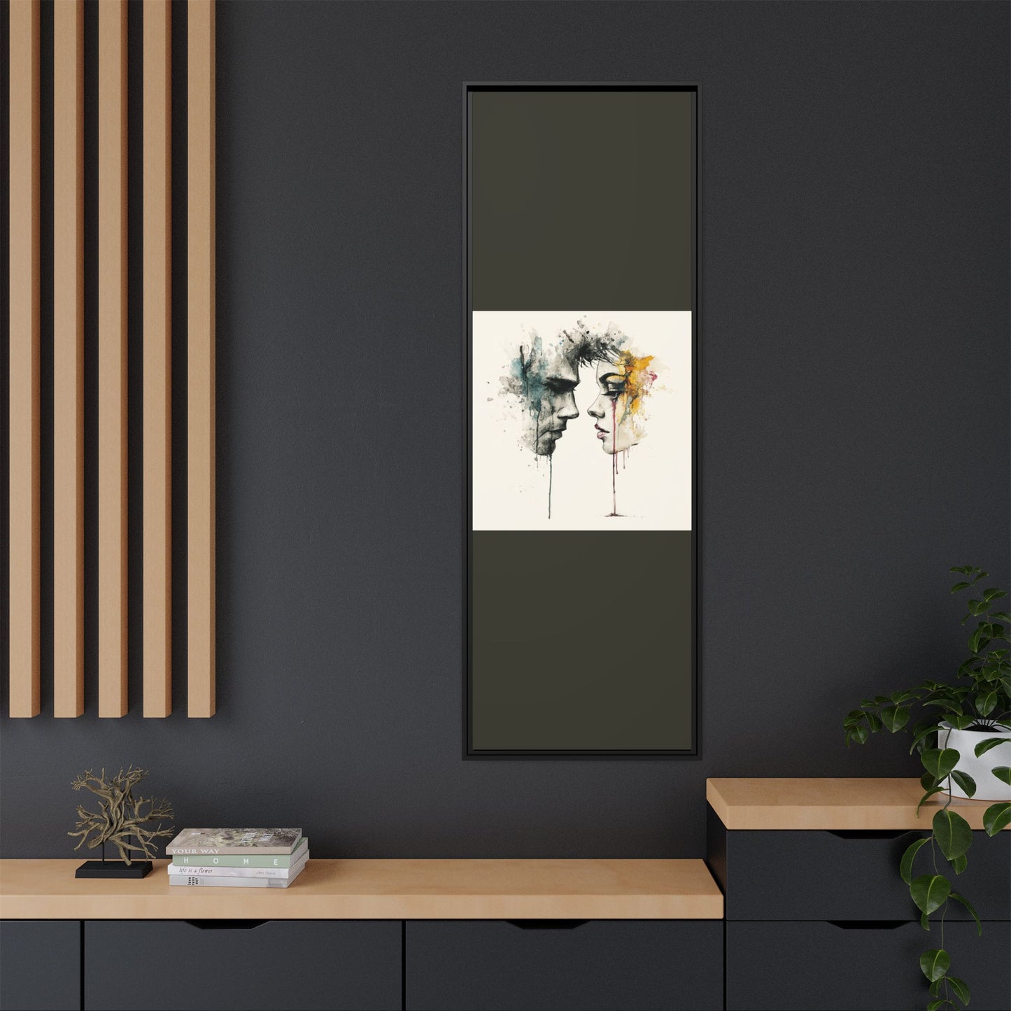 Framed Matte Canvas Art — Abstract Watercolor Faces Wall Print