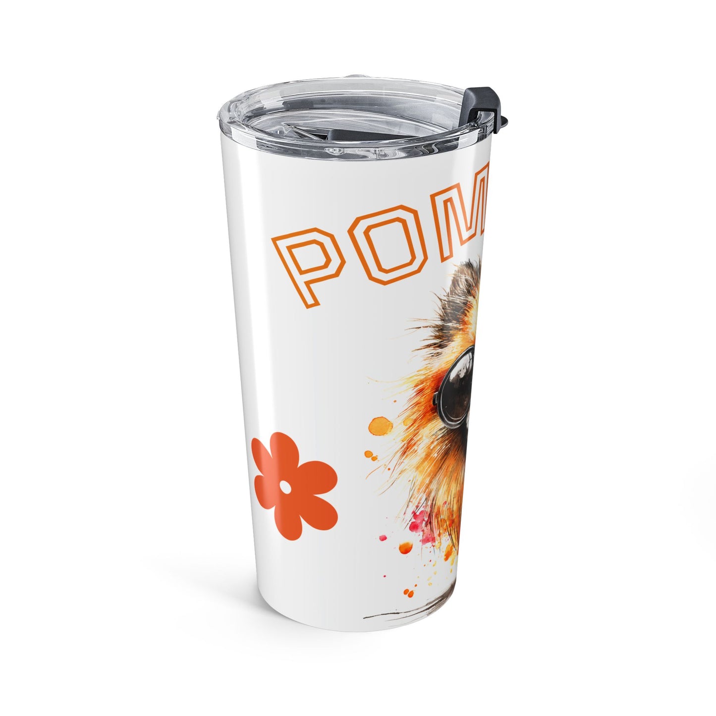 "POM MOM" 20oz Pomeranian Tumbler – Floral Sunglasses Dog Travel Mug