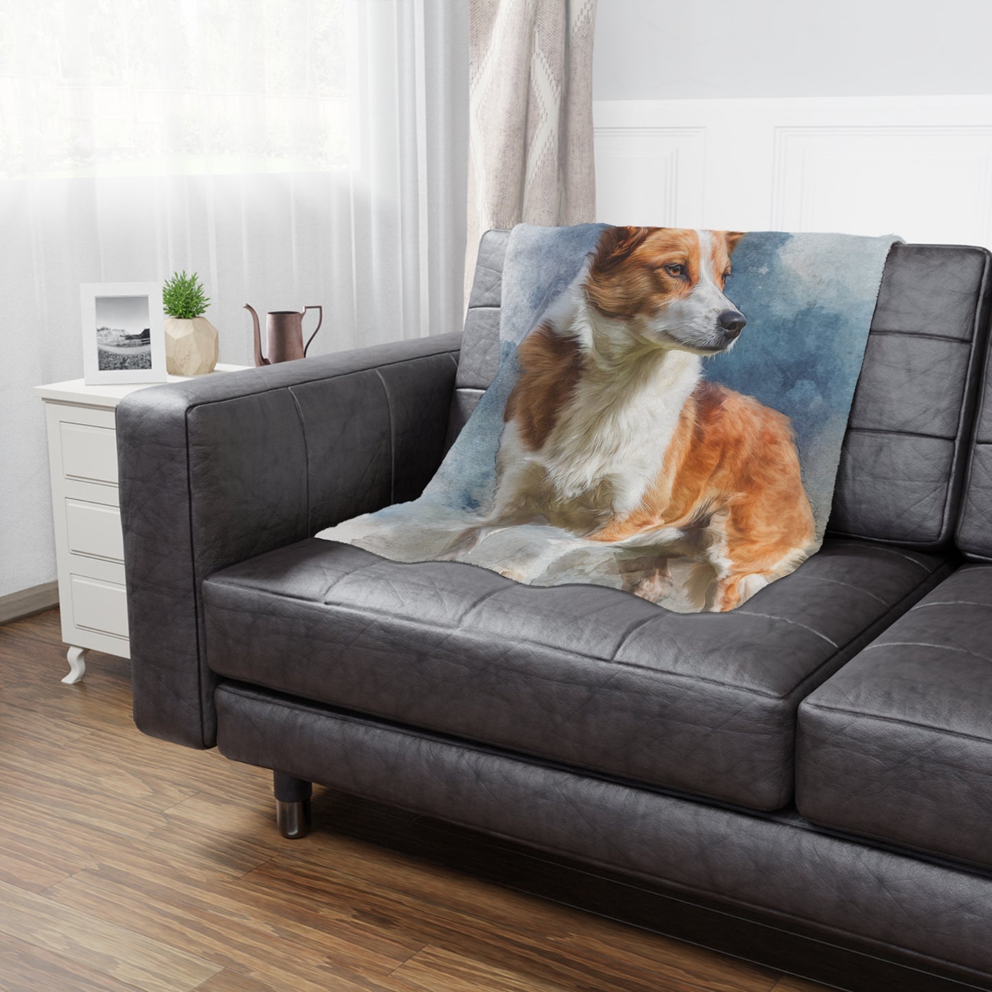 Norwegian Lundehund Dog Watercolor Minky Blanket – Soft Pet Portrait Throw for Dog Lovers