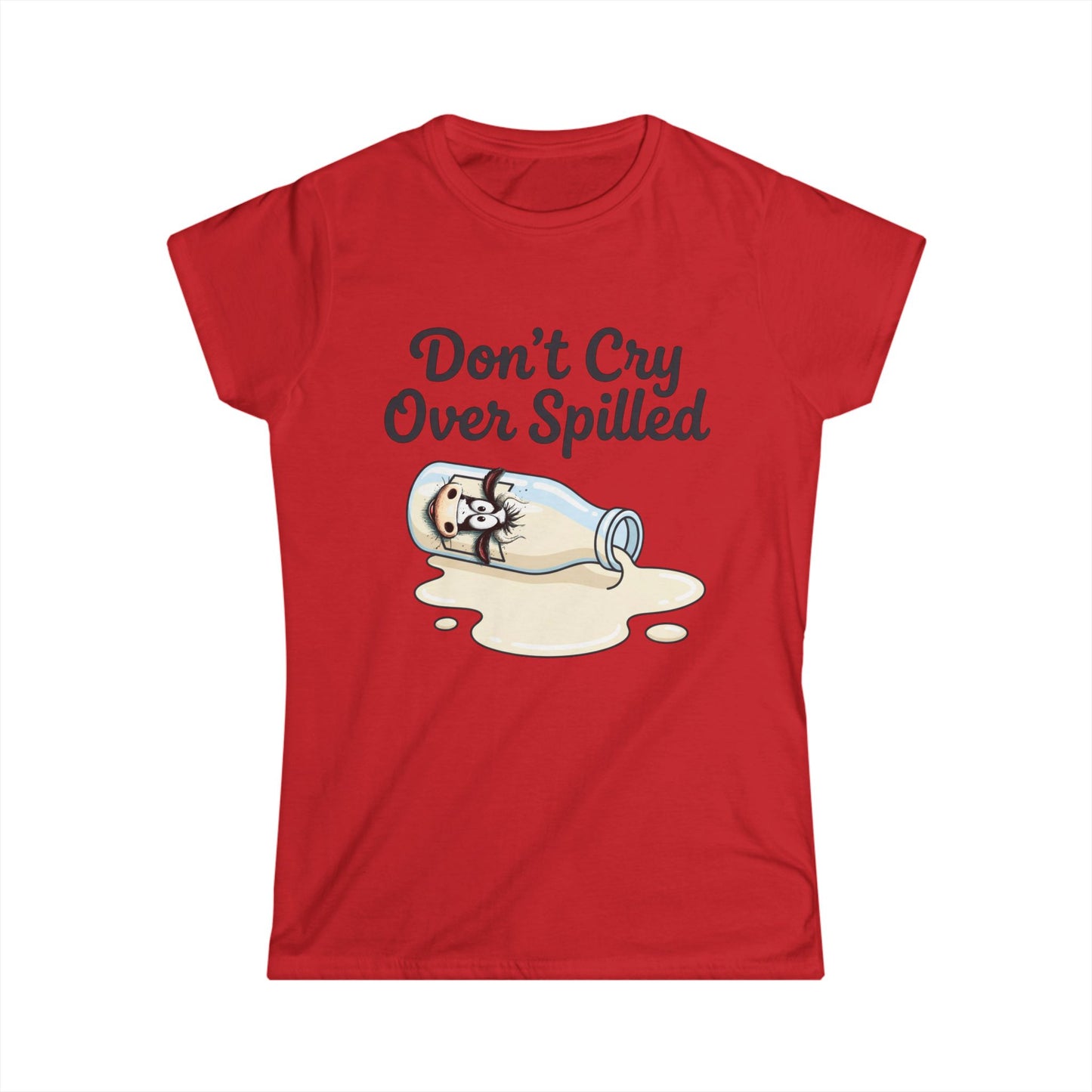 Don't Cry Over Spilled — Women's Tee (Cute Kawaii Cat in Milk Bottle)