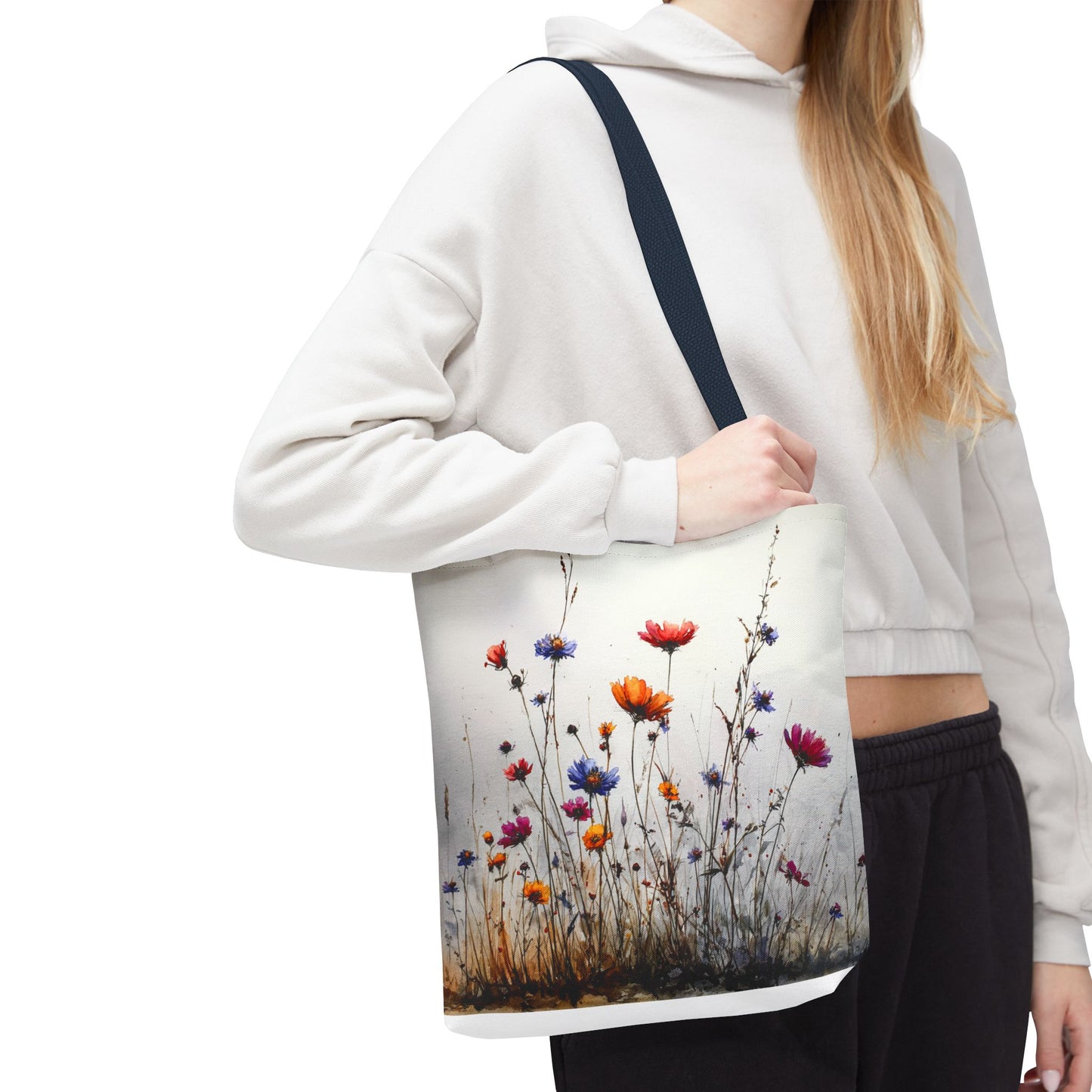 Floral Meadow Tote Bag — Colorful Wildflower All-Over Print Tote