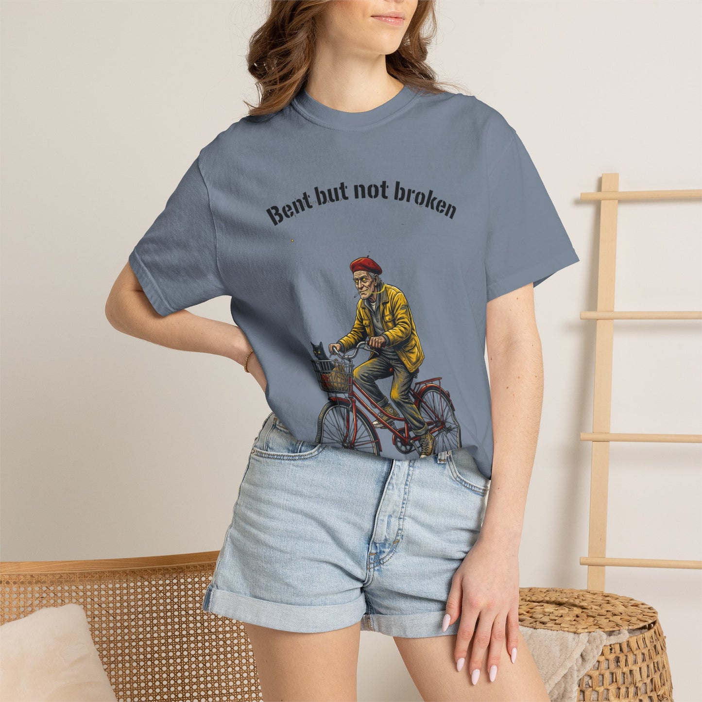 T-Shirt — "Bent but not broken" Vintage Bicyclist Graphic Tee