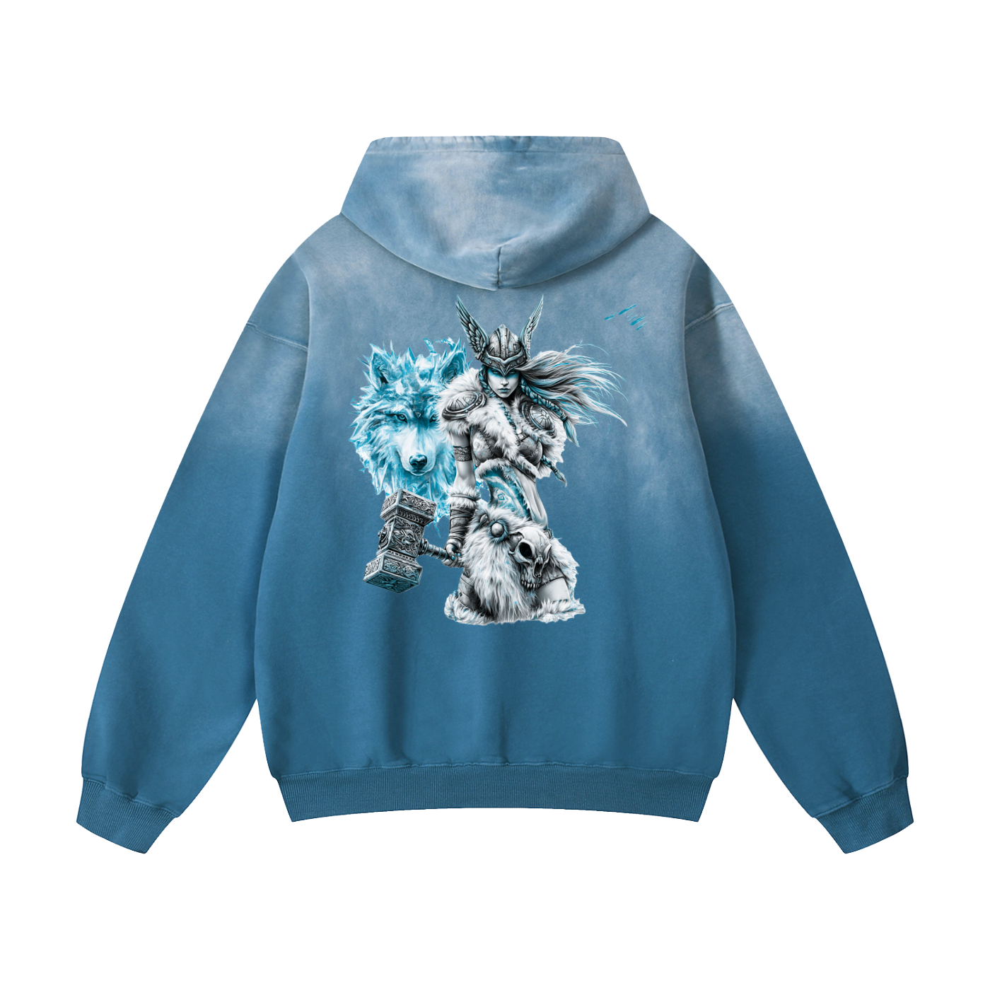 The Frost Order — Ice Wolf Valkyrie Sunfade Hoodie