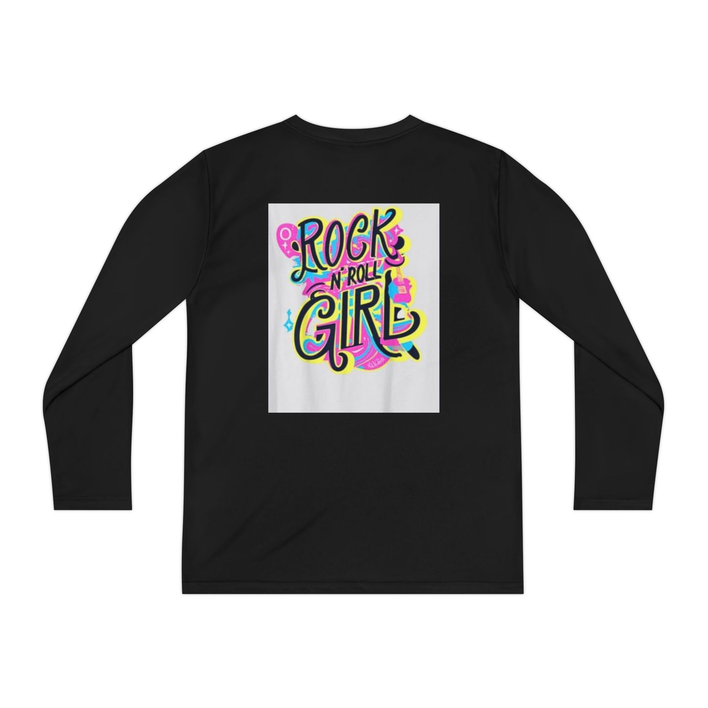 Girls Youth Long Sleeve Tee — "Rock and Roll Girl" Colorful Retro Graphic