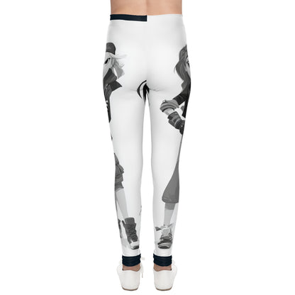 Girls Youth Character Print Leggings — Black & White Gamer Girls AOP