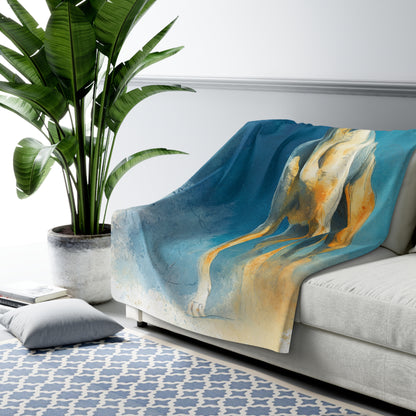 The Azawakh sighthound dog breed on a Sherpa Blanket — Blue Watercolor Greyhound Throw