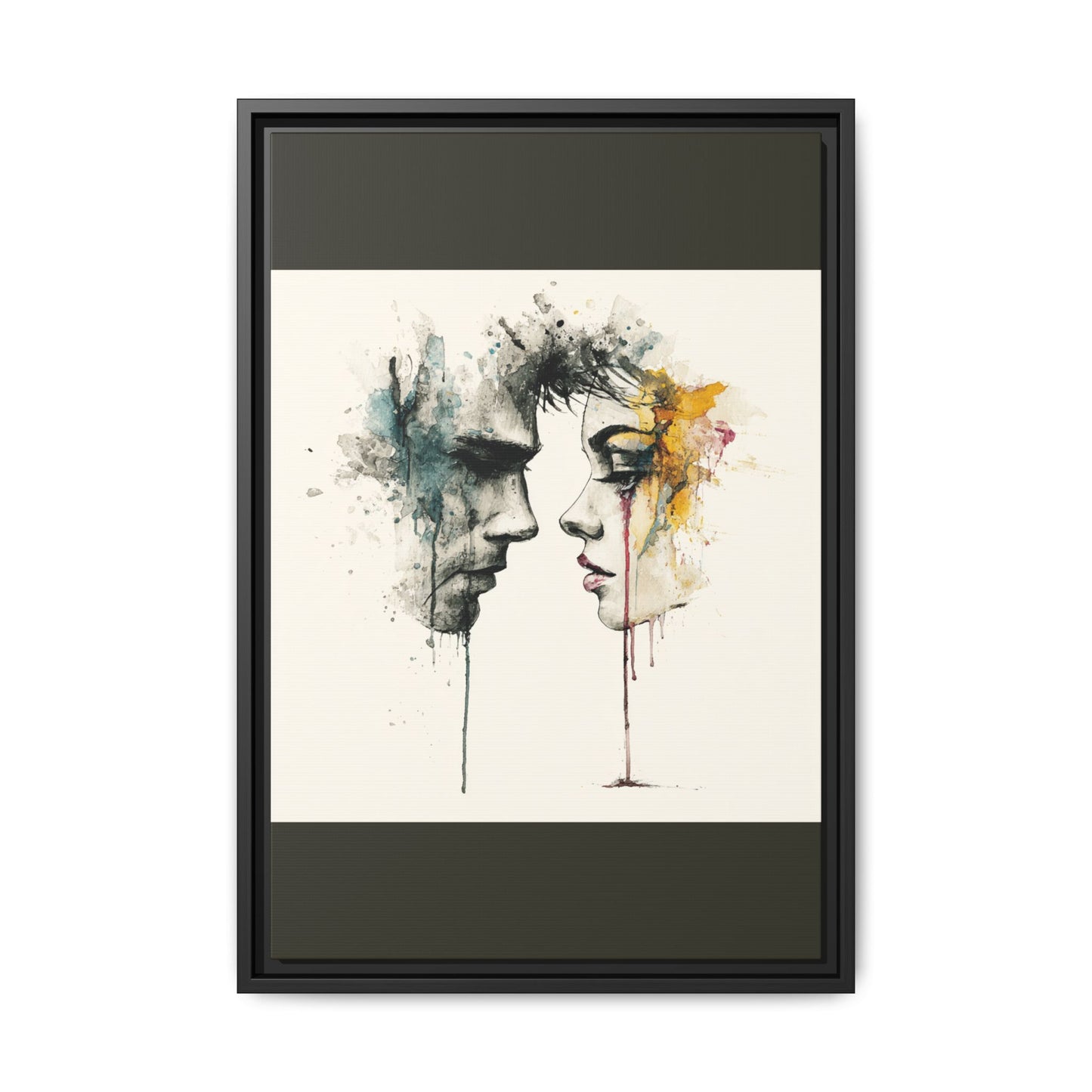 Framed Matte Canvas Art — Abstract Watercolor Faces Wall Print
