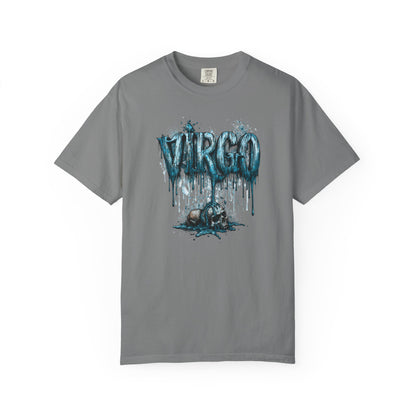 Virgo Graphic T-Shirt — Grunge Zodiac Tee with 'Virgo' Dripping Design