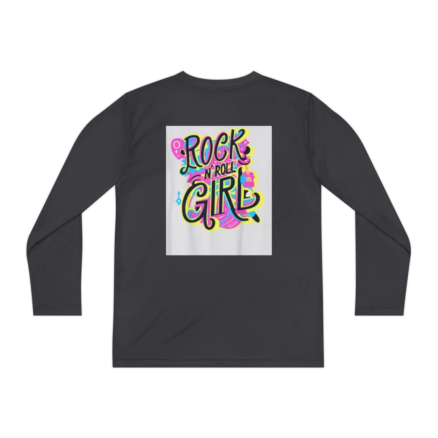 Girls Youth Long Sleeve Tee — "Rock and Roll Girl" Colorful Retro Graphic