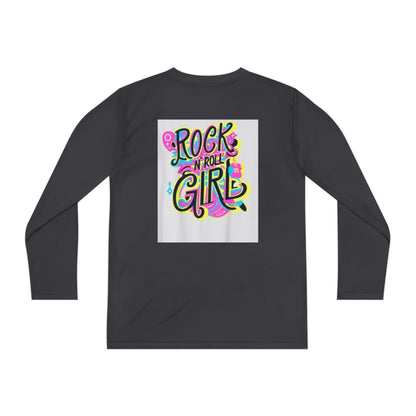Girls Youth Long Sleeve Tee — "Rock and Roll Girl" Colorful Retro Graphic