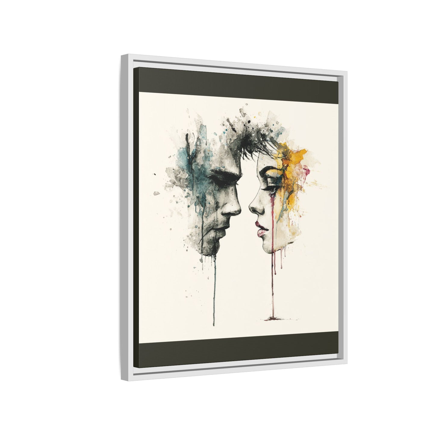 Framed Matte Canvas Art — Abstract Watercolor Faces Wall Print