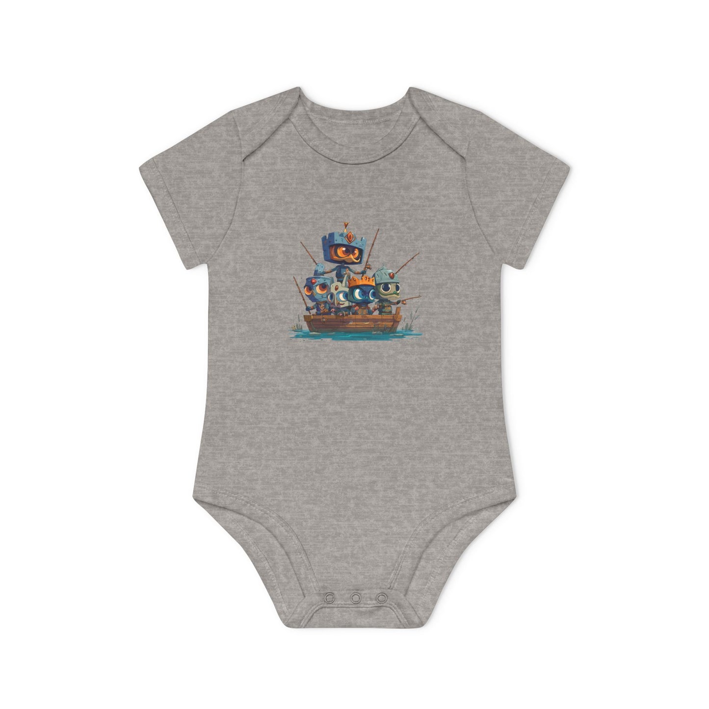 Baby Bodysuit — Cute Robot Pirate Ship Organic Infant Onesie