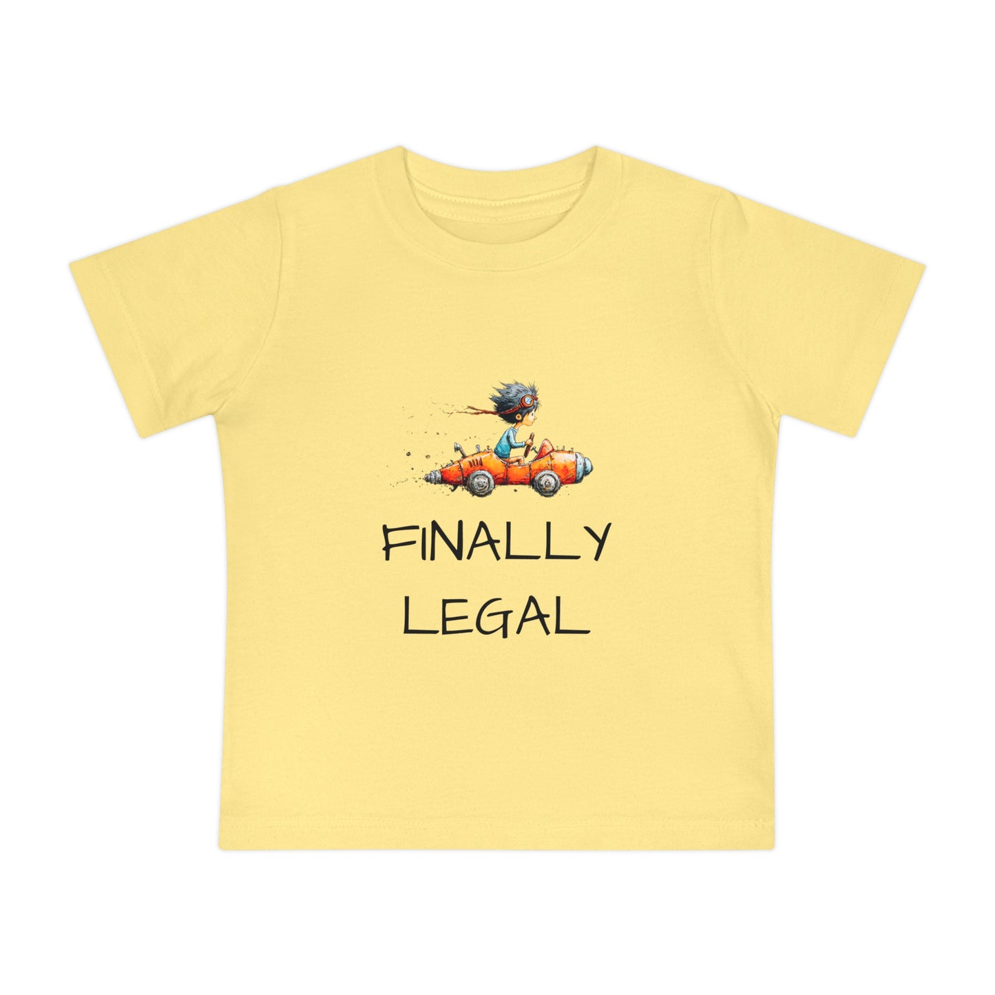 Baby T-Shirt "Finally Legal" Cute Car Design – Newborn & Infant Celebration Tee