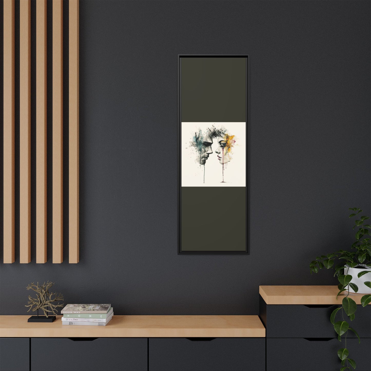 Framed Matte Canvas Art — Abstract Watercolor Faces Wall Print