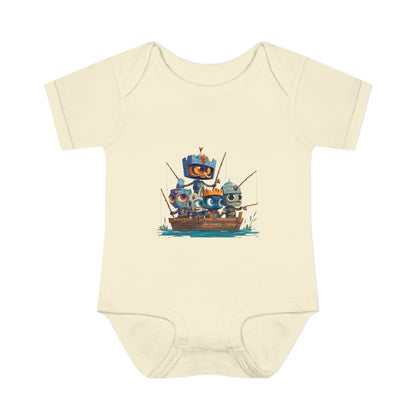 Infant Baby Rib Bodysuit-Baby Knights fishing