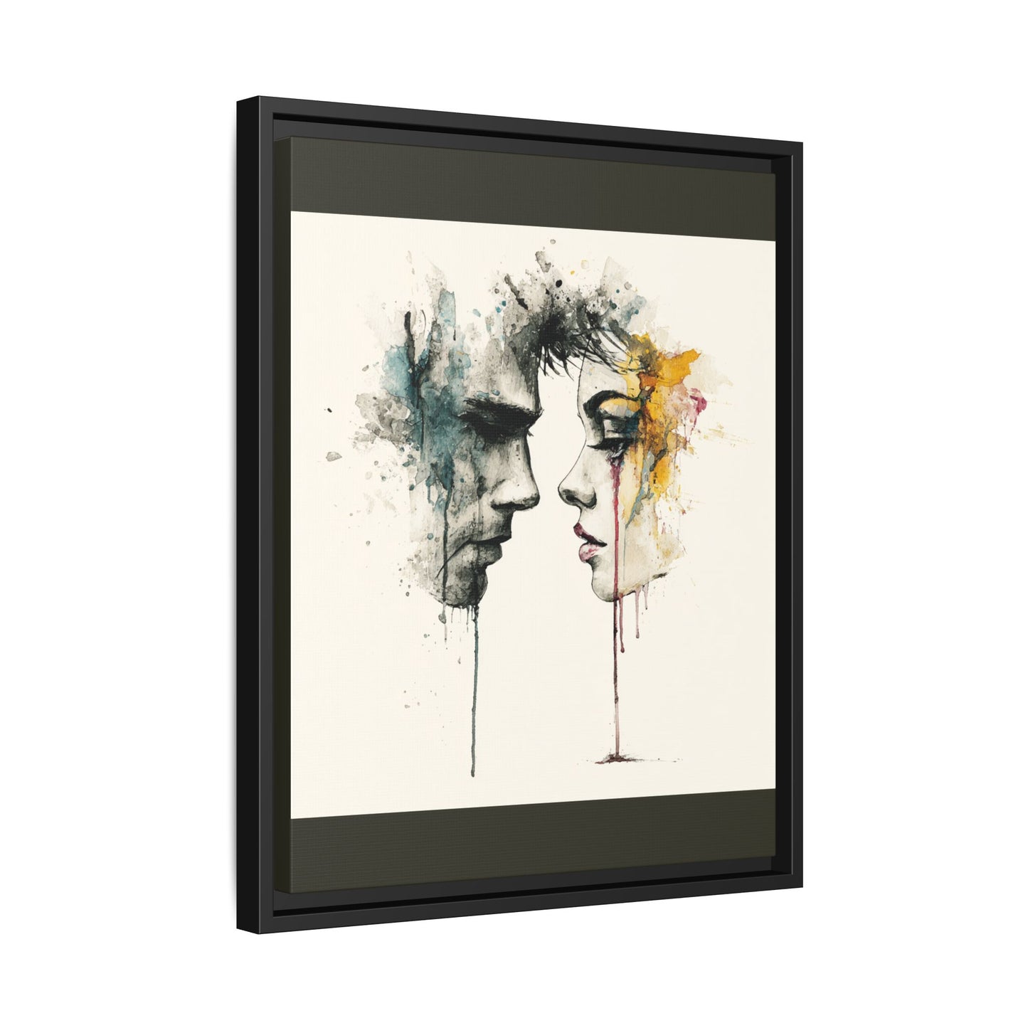 Framed Matte Canvas Art — Abstract Watercolor Faces Wall Print
