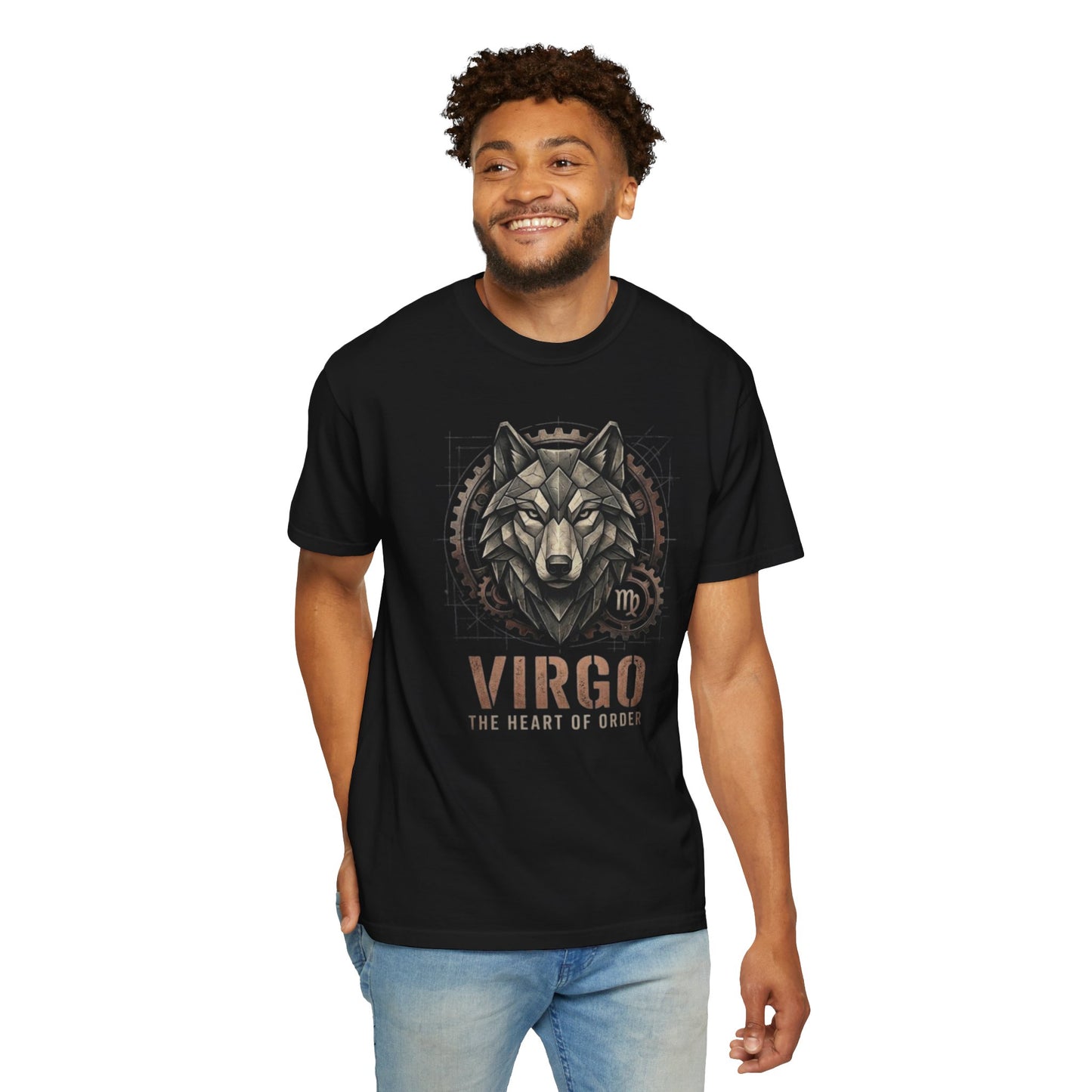 Virgo Wolf T-Shirt for Him — "The Heart of Order" Zodiac Tee