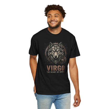 Virgo Wolf T-Shirt for Him — "The Heart of Order" Zodiac Tee