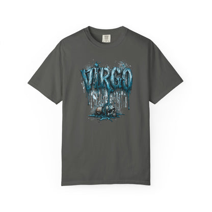 Virgo Graphic T-Shirt — Grunge Zodiac Tee with 'Virgo' Dripping Design
