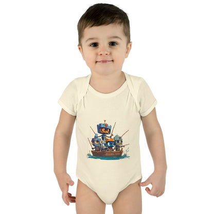 Infant Baby Rib Bodysuit-Baby Knights fishing