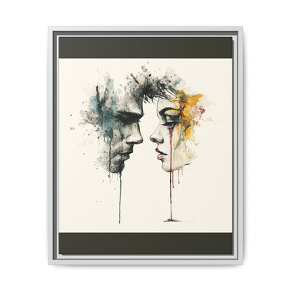 Framed Matte Canvas Art — Abstract Watercolor Faces Wall Print