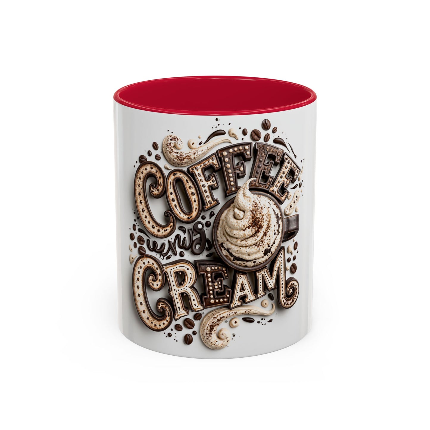 Coffee & Cream Ceramic Mug — Artistic Latte Typography (11oz, 15oz)