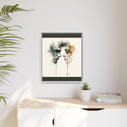 Framed Matte Canvas Art — Abstract Watercolor Faces Wall Print