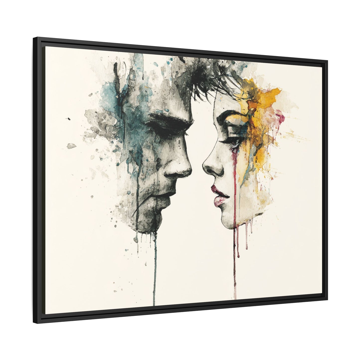 Framed Matte Canvas Art — Abstract Watercolor Faces Wall Print
