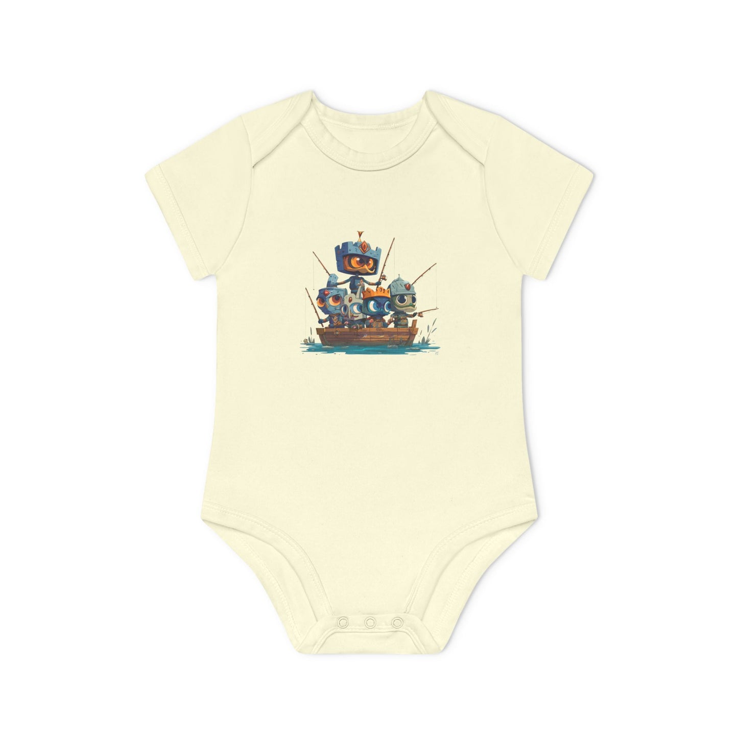 Baby Bodysuit — Cute Robot Pirate Ship Organic Infant Onesie