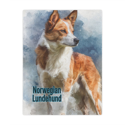 Norwegian Lundehund Dog Watercolor Minky Blanket – Soft Pet Portrait Throw for Dog Lovers