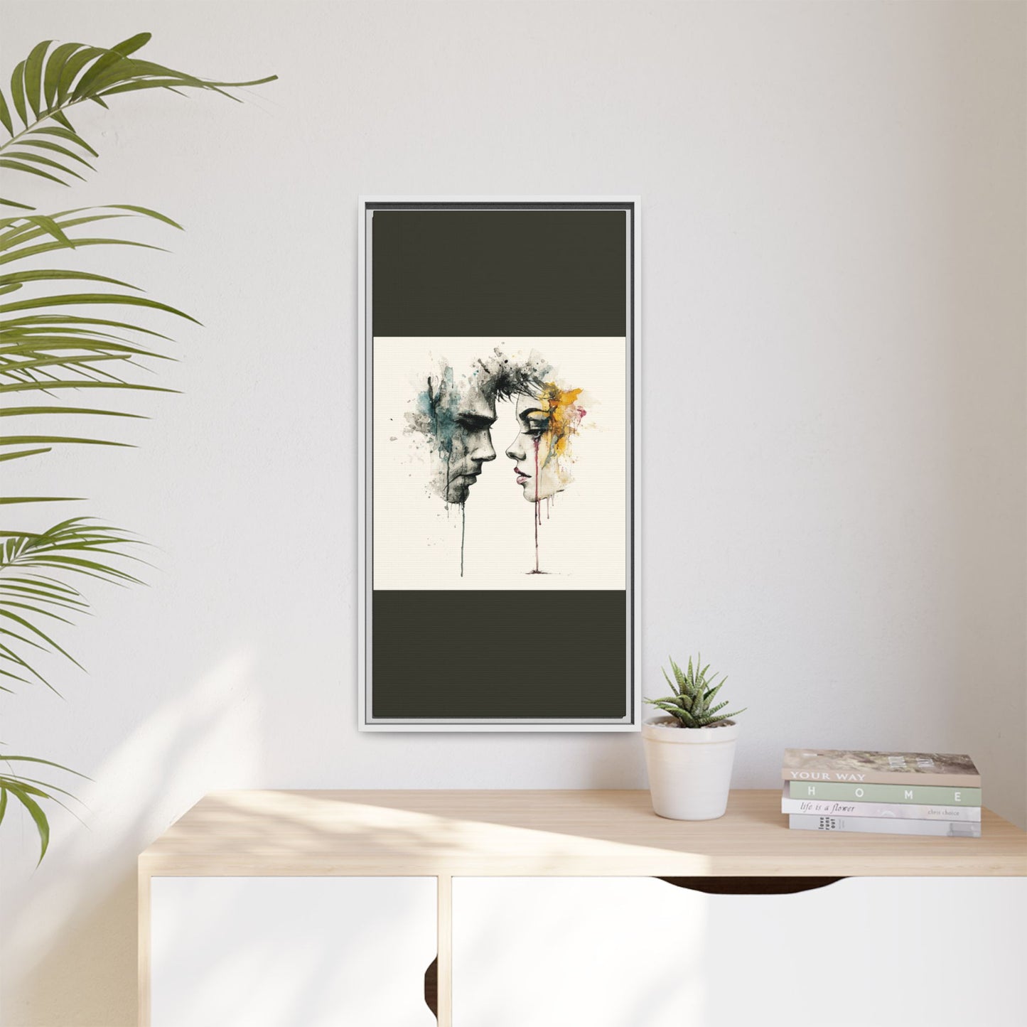 Framed Matte Canvas Art — Abstract Watercolor Faces Wall Print