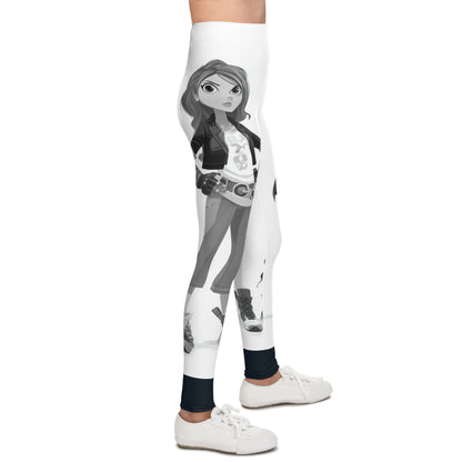 Girls Youth Character Print Leggings — Black & White Gamer Girls AOP