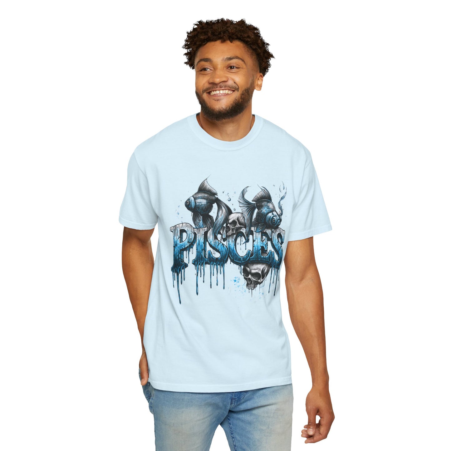 Pisces Zodiac T-Shirt — Artistic Drip Fish Graphic Tee