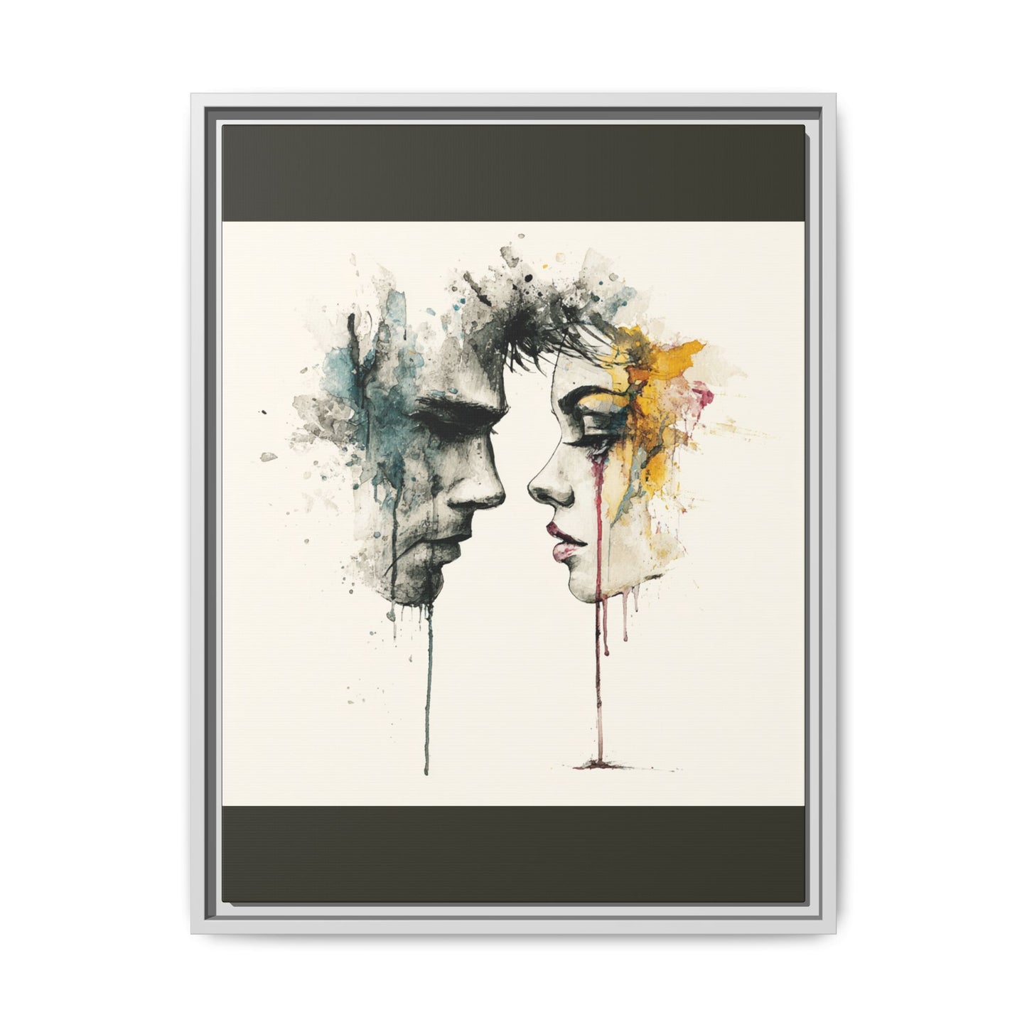 Framed Matte Canvas Art — Abstract Watercolor Faces Wall Print