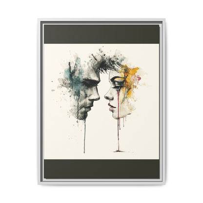 Framed Matte Canvas Art — Abstract Watercolor Faces Wall Print