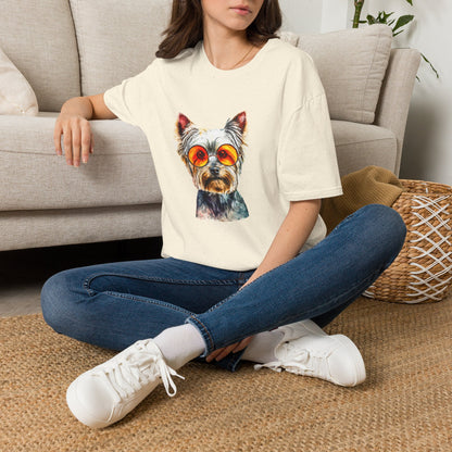 Yorkshire Terrier Sunglasses T-Shirt — Cute Pup with Orange Shades Tee