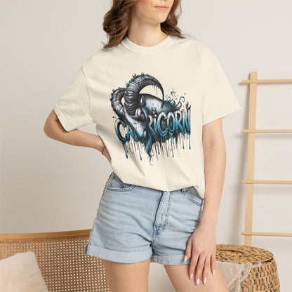 Capricorn-Zodiac Graphic Tee (Goat Horn Illustration)