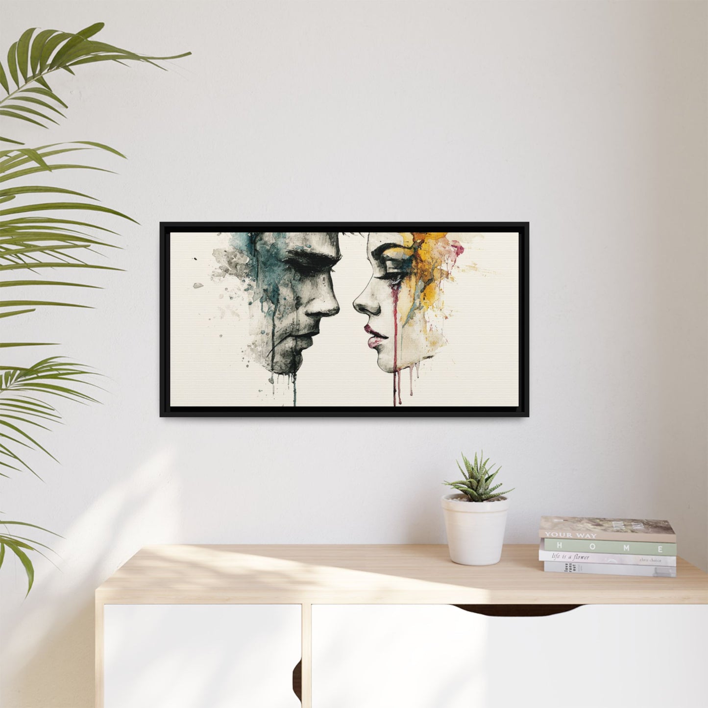 Framed Matte Canvas Art — Abstract Watercolor Faces Wall Print