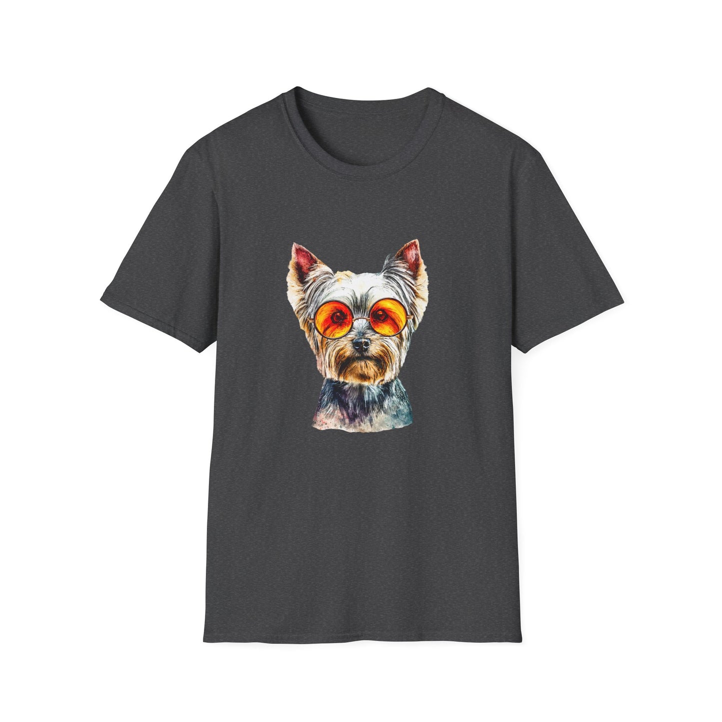 Yorkshire Terrier Sunglasses T-Shirt — Cute Pup with Orange Shades Tee