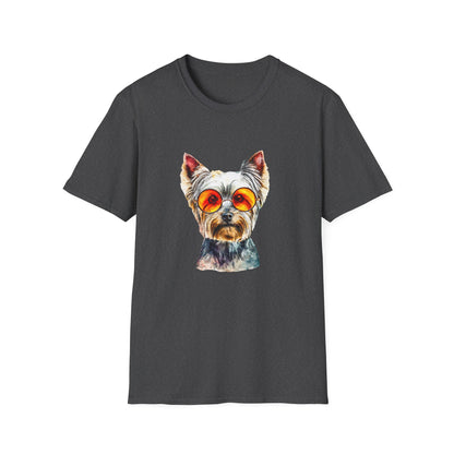Yorkshire Terrier Sunglasses T-Shirt — Cute Pup with Orange Shades Tee