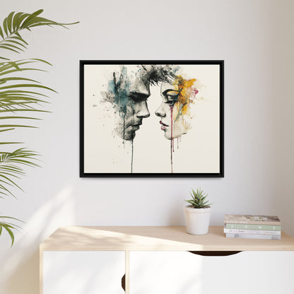 Framed Matte Canvas Art — Abstract Watercolor Faces Wall Print