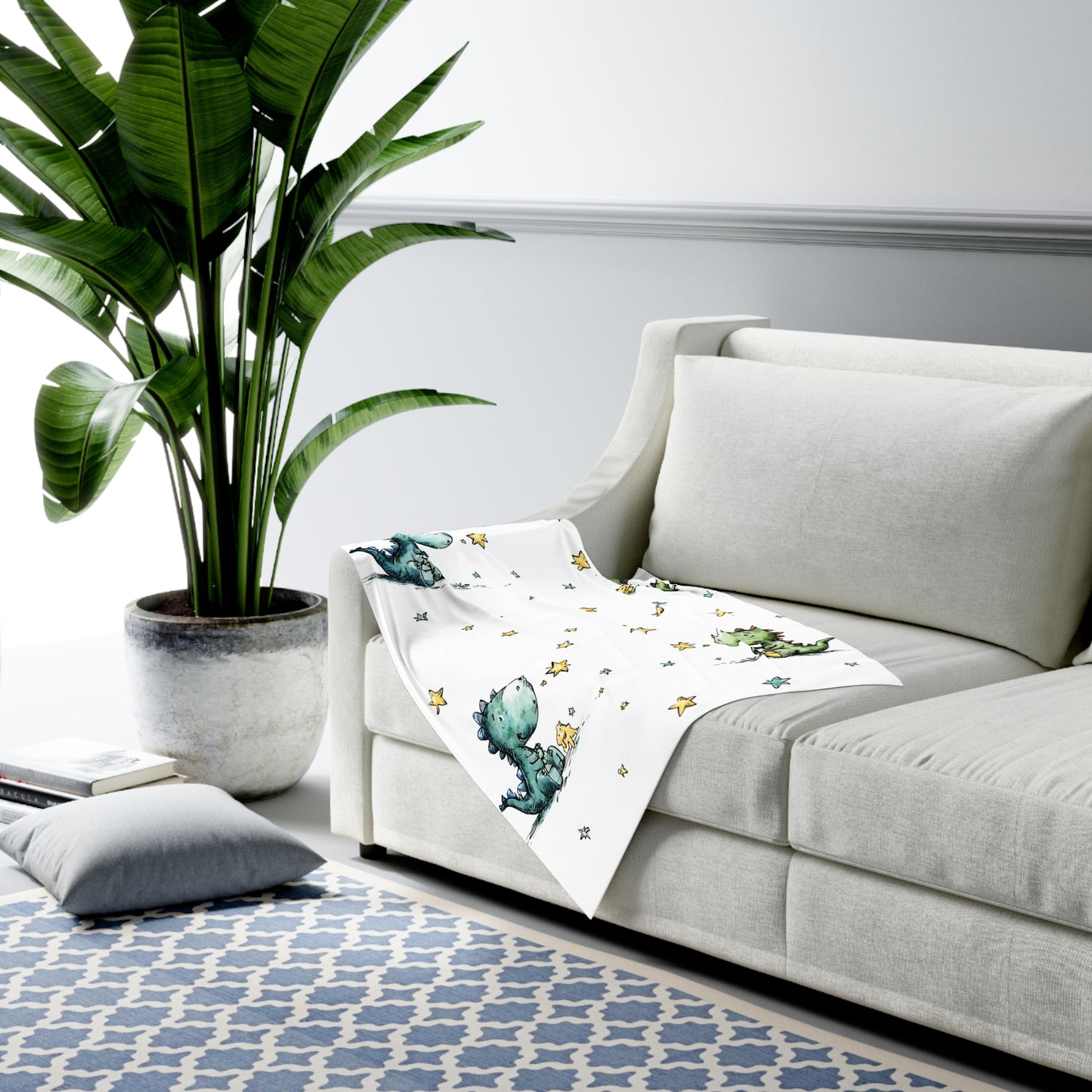 Dinosaur Star Baby Swaddle Blanket — Soft Nursery Receiving Blanket for Newborns
