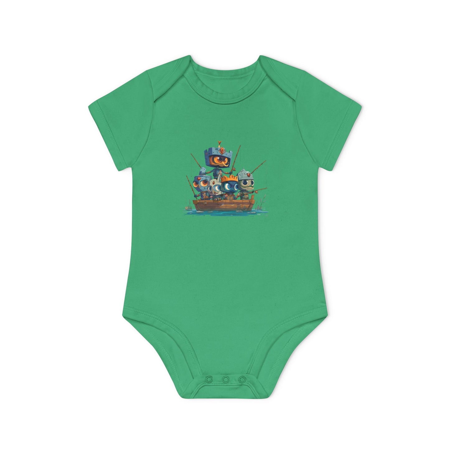 Baby Bodysuit — Cute Robot Pirate Ship Organic Infant Onesie