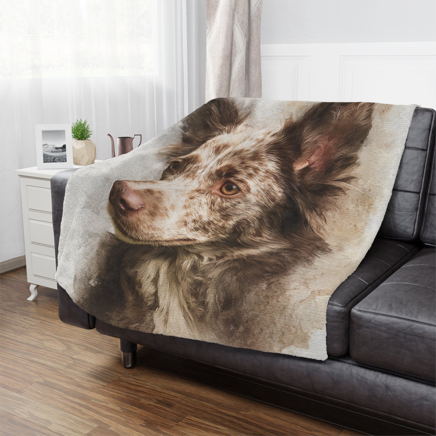 The Mudi (pronounced "moodie") Portrait Minky Blanket — Soft Watercolor Dog Throw