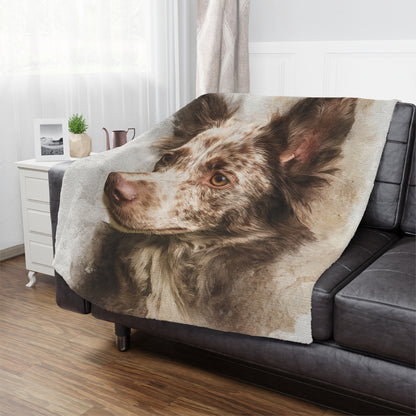 The Mudi (pronounced "moodie") Portrait Minky Blanket — Soft Watercolor Dog Throw