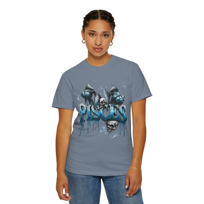 Pisces Zodiac T-Shirt — Artistic Drip Fish Graphic Tee