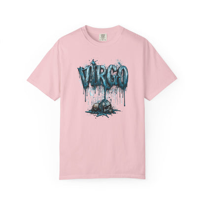 Virgo Graphic T-Shirt — Grunge Zodiac Tee with 'Virgo' Dripping Design