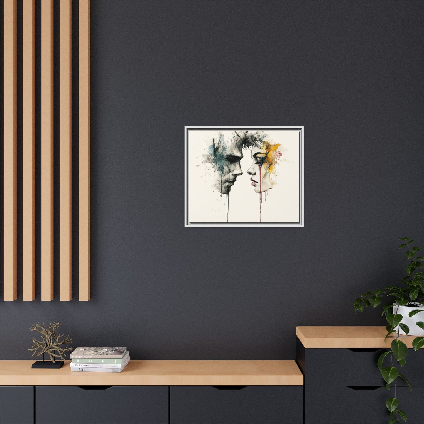 Framed Matte Canvas Art — Abstract Watercolor Faces Wall Print